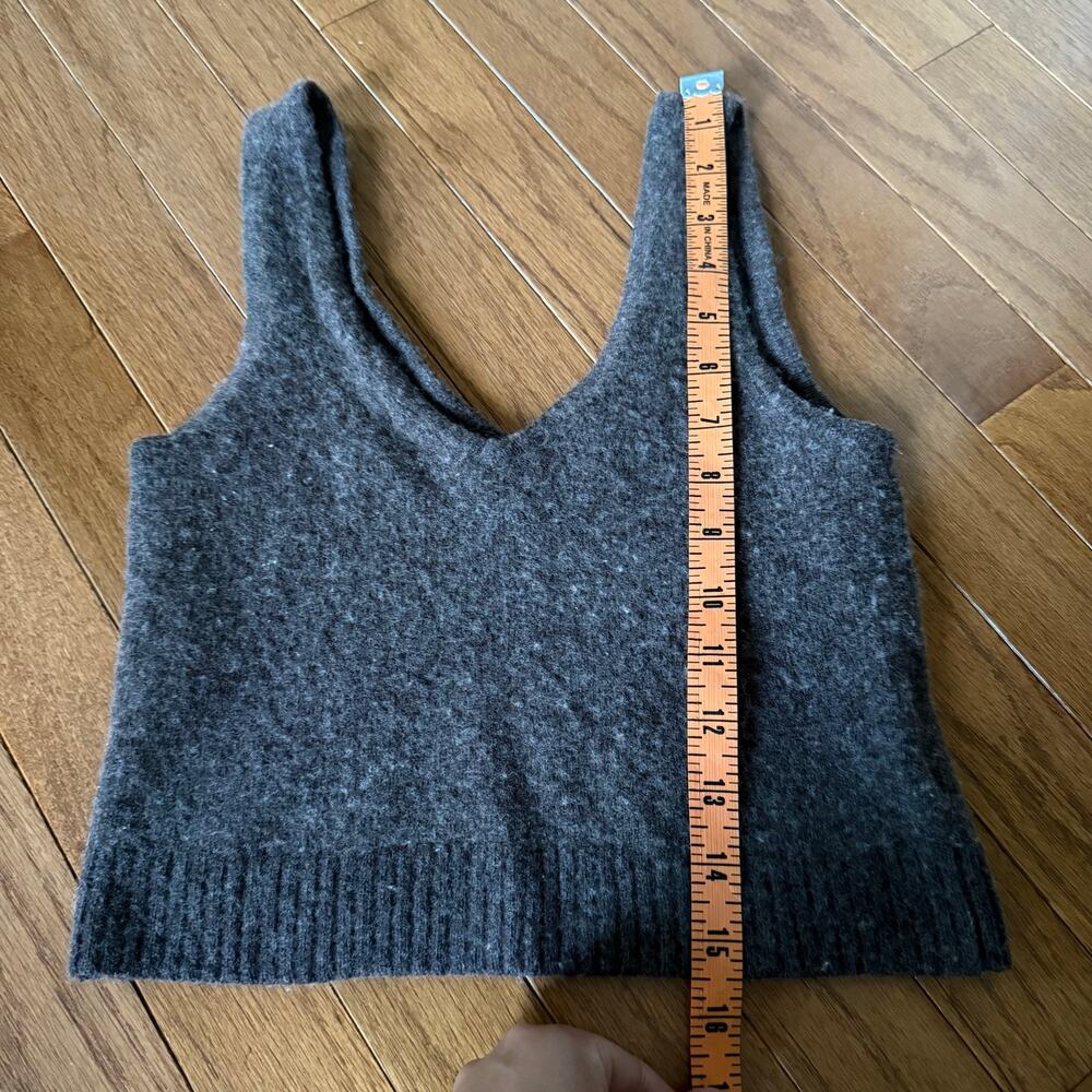 Madewell | Brown Wool Blend Knit Cropped V-Neck Tank Top Casual Loungewear Sz XS - Picture 7 of 7